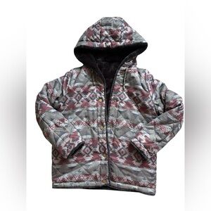 PENDLETON Womens Jacket Hooded Reversible Aztec Faux Fur size small.